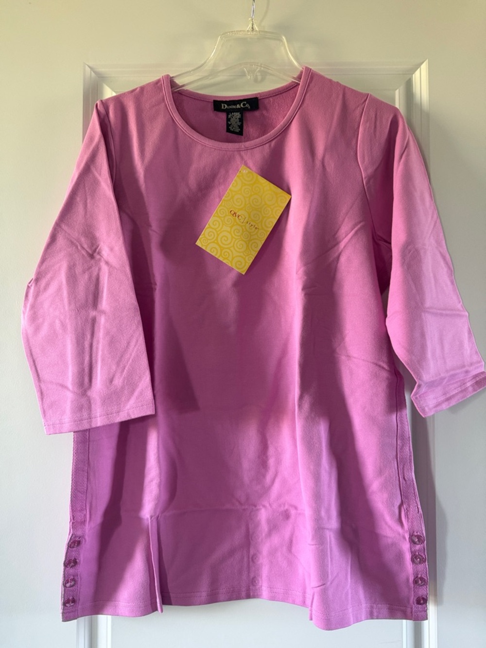 Denim&Co 3/4 Sleeve Orchid Stretch French Terry